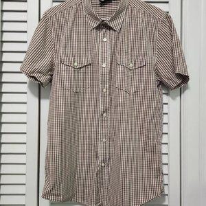 Mens L Gingham Short Sleeve